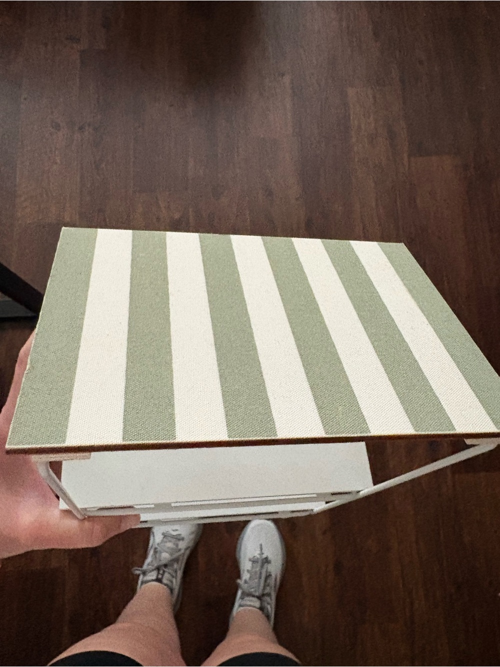 Target White and Sage Striped Mini Display Shelf - Picture 5 of 7